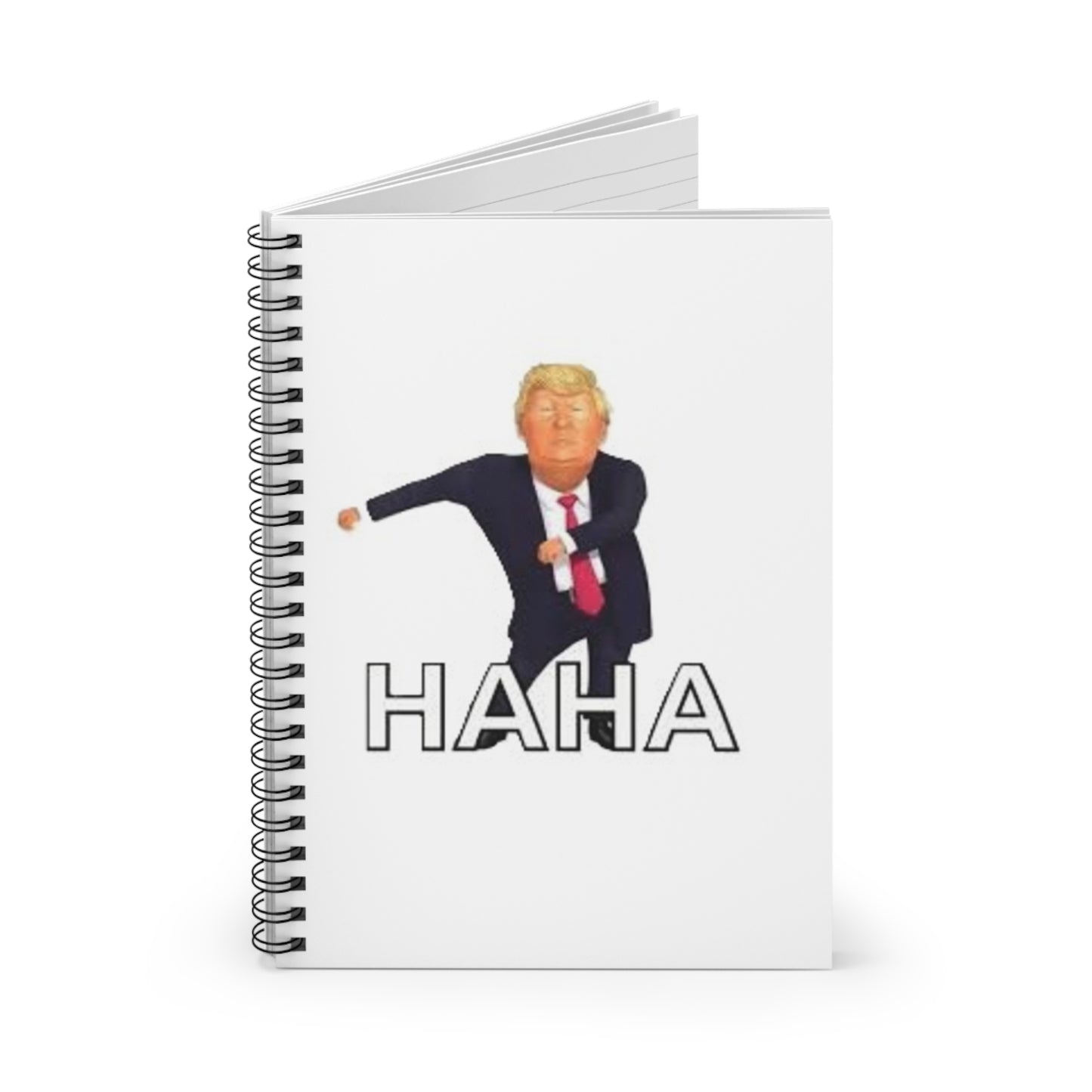 Funny Spiral Notebook with 'HAHA' Design -President Dancing