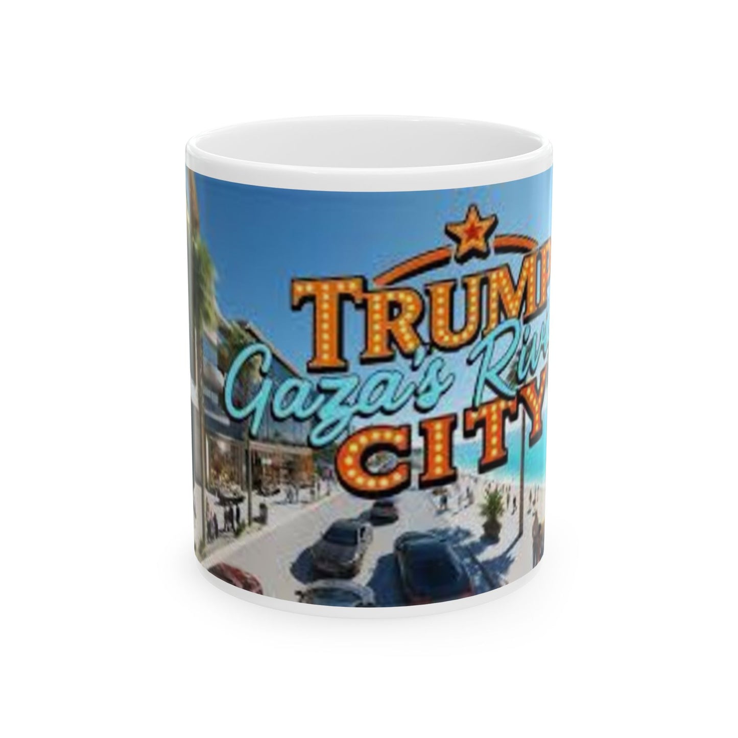 Gaza's Riviera City Ceramic Mug - 11oz & 15oz - Beachy Vibe Coffee Cup